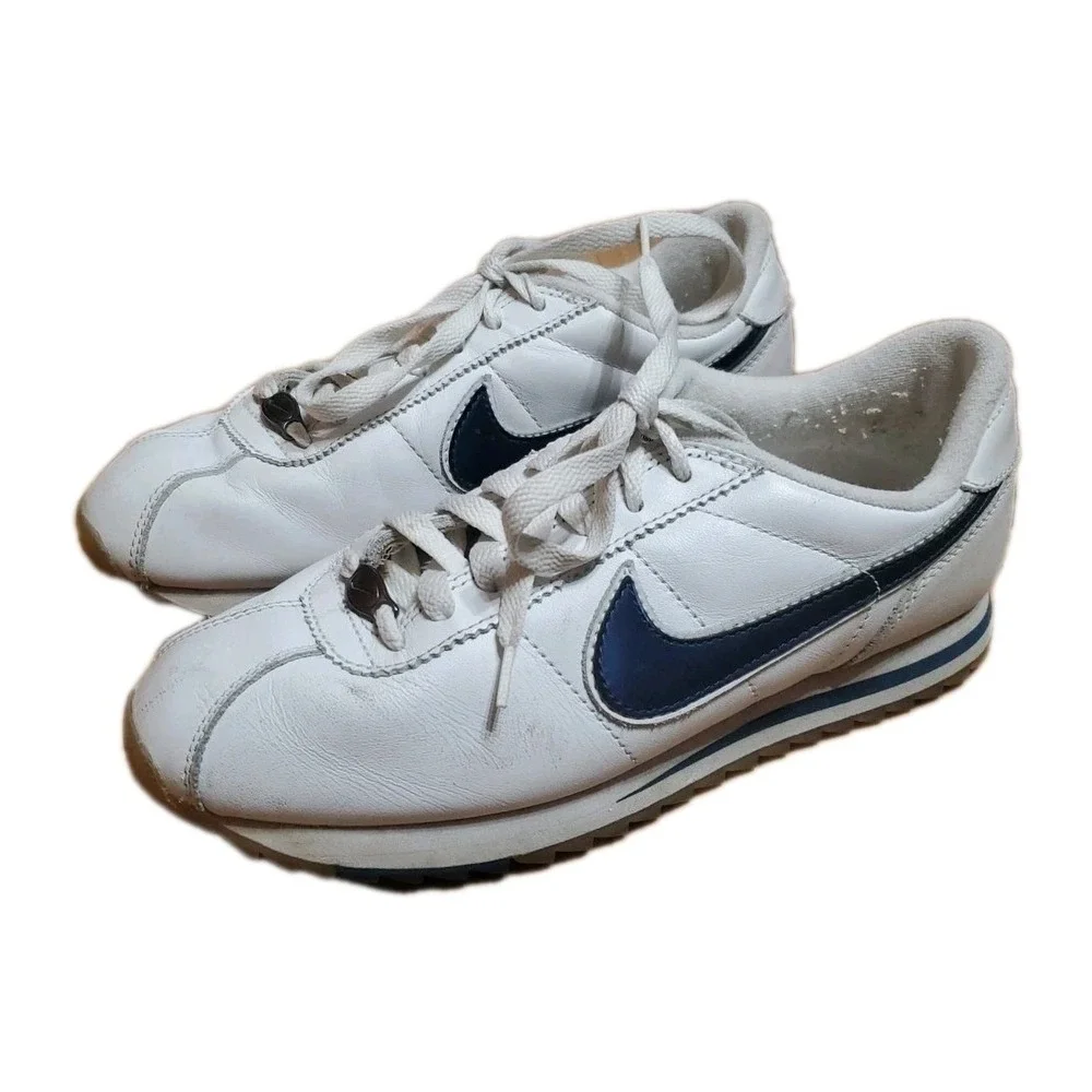 Vintage Nike Cortez Navy Blue & White Sneakers‎ US Size 8